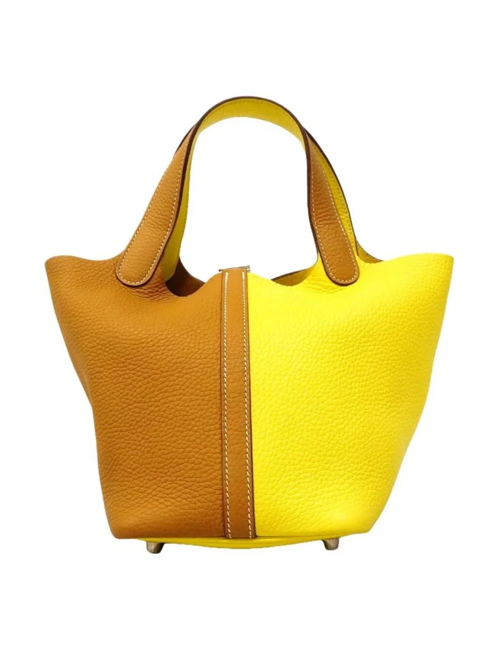 Hermes Handbag Picotin Lock PM Kazak Taurillon Clemence Sesame Lime Silver